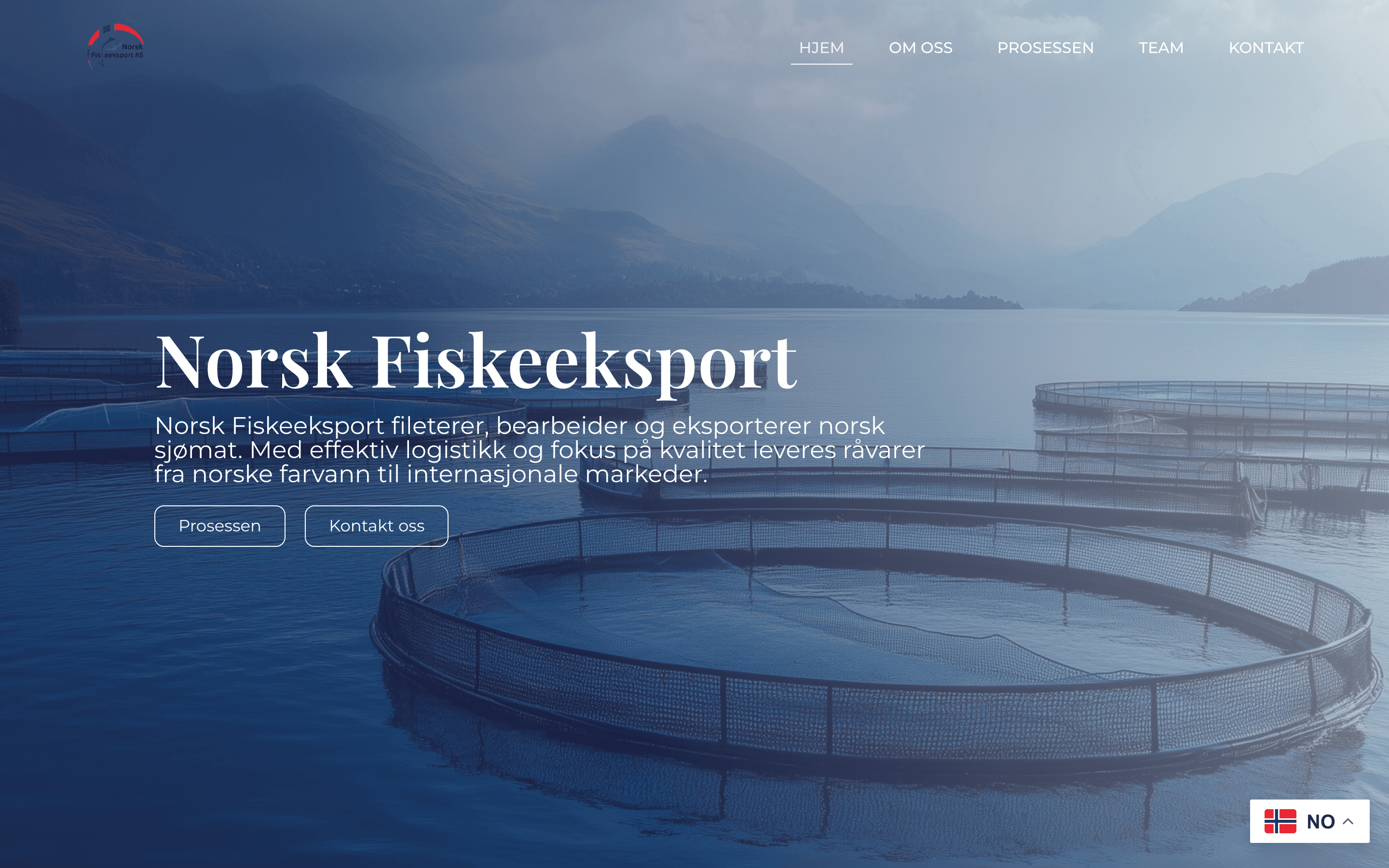 Nettside for Norsk Fiskeeksport, forside – laget av Eidevisuals